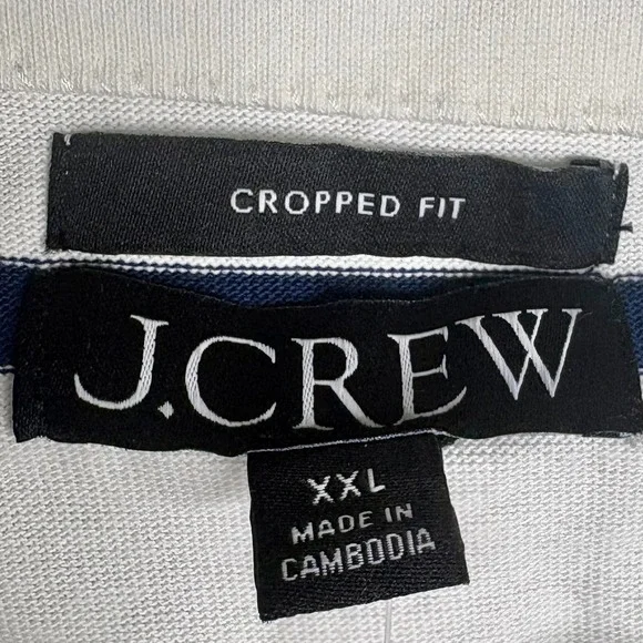 J Crew Cropped Boatneck T-shirt in Mariner Cotton Blue Stripe Sz 2X NEW Preppy - Picture 5 of 7